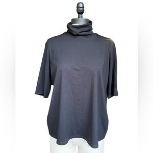 EILEEN FISHER Black Stretch Classic Turtleneck, Size Large, NWT